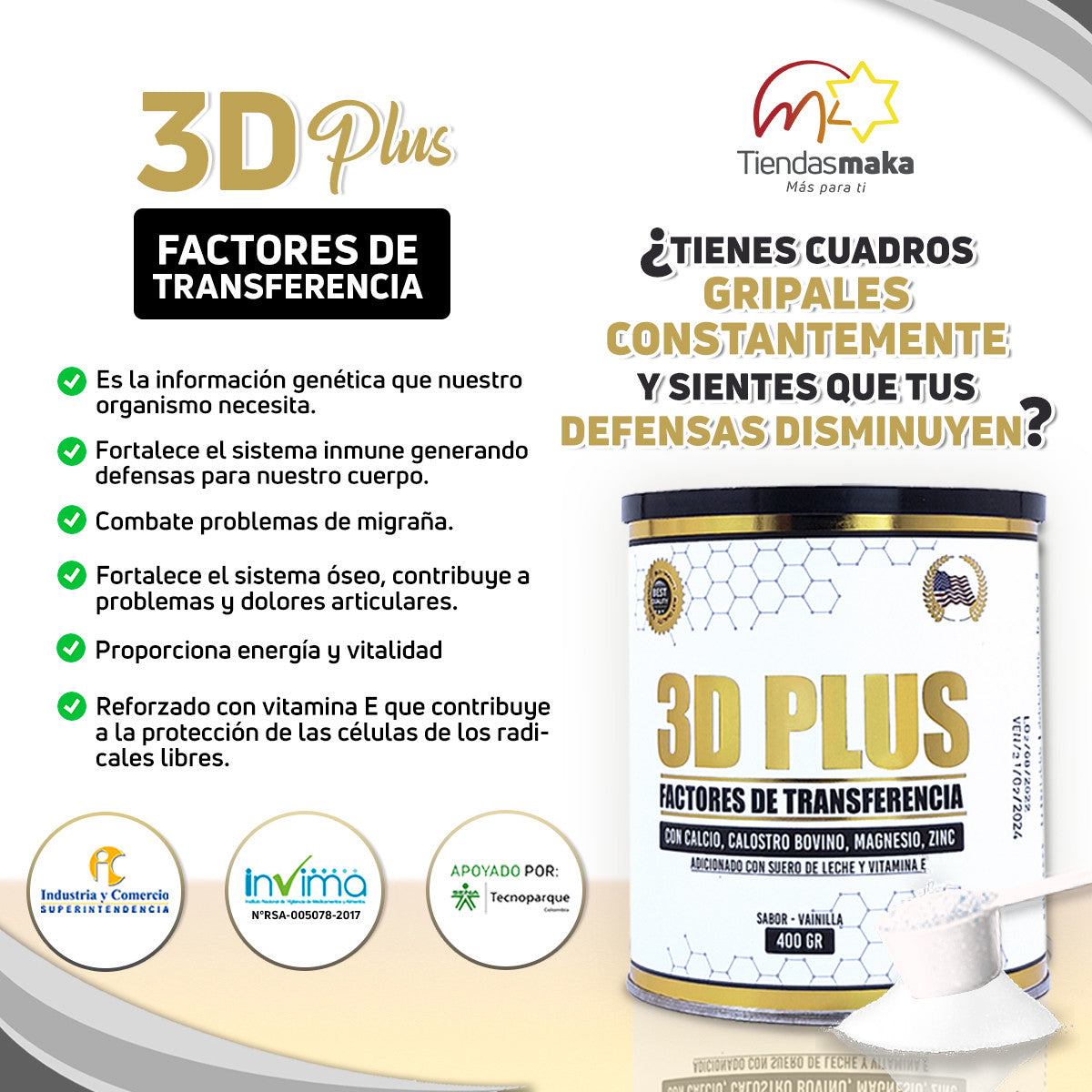 Factores 3D Plus - Suplemento en Polvo Para Energía y Bienestar