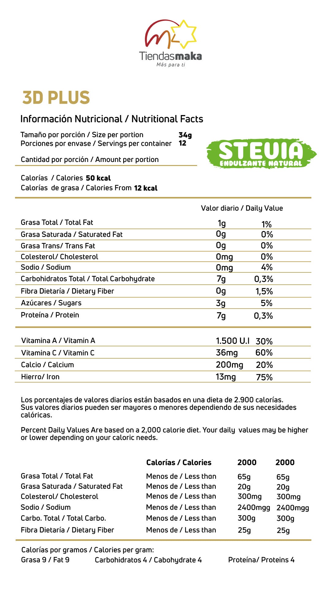 Factores 3D Plus - Suplemento en Polvo Para Energía y Bienestar